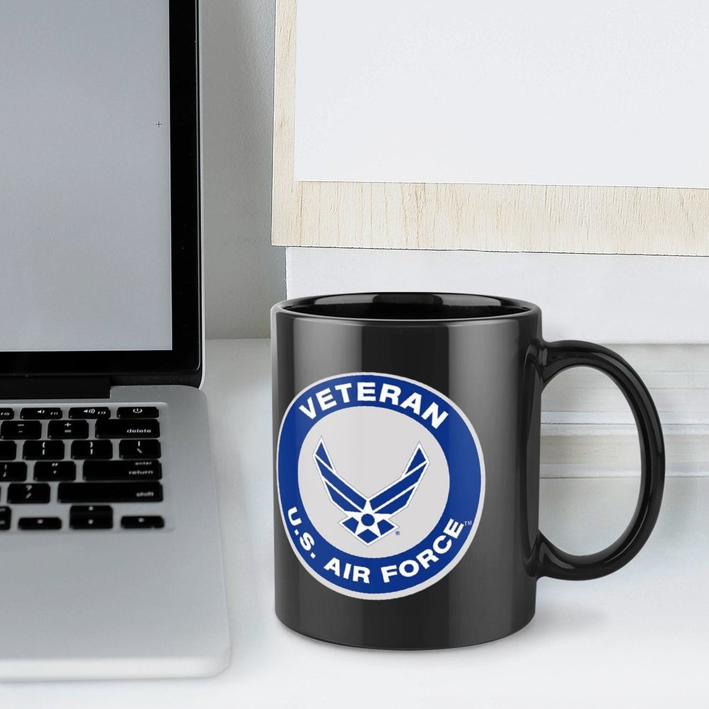 Naval Aviation Born To Fly Emblem On Black Ceramic Coffee Mug (Comes With Your Initials Or Rank And Name Free Of Charge On Mug!)