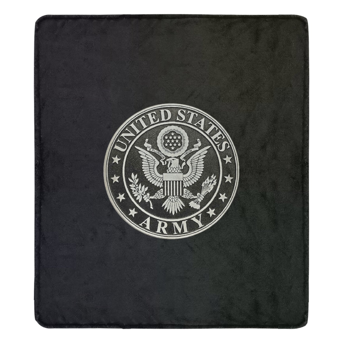 Large Black Microfiber Micro Fleece Flannel 70X80 Inch Soft Warm Monogram U.S. Army Silver Insignia Black Blanket...
