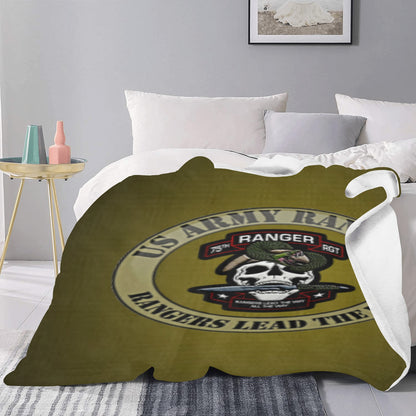 Very Large 70X80 Inch U.S. Army Ranger Insignia 95th Infantry Division Micro Fleece Soft Warm Blanket Name Rank Can Be Put On This Blanket...