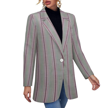 Women's Gray & Pink Pinstripe Summer Formal Fun Event Blazer Jacket...
