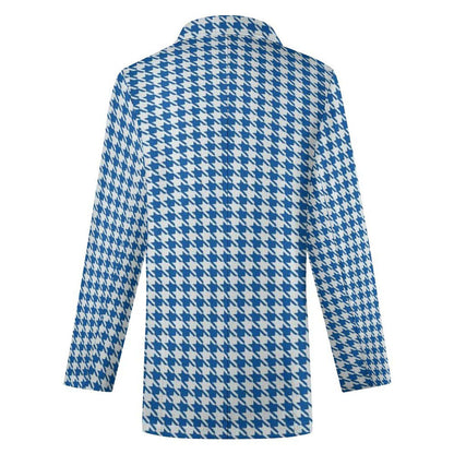 Women's Light Blue White Checkered Formal Summer Event Blazer Jacket...