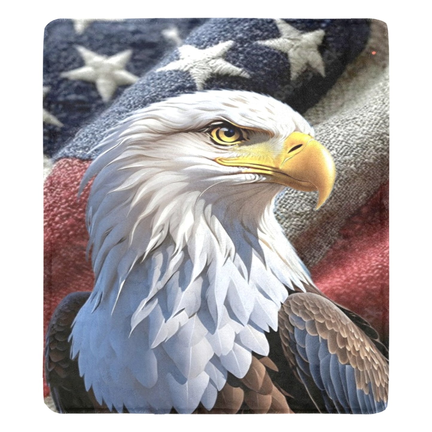 Large Black Microfiber Micro Fleece Flannel 70X80 Inch Soft Warm Monogram U.S. American Flag And Eagle Insignia Black Blanket...