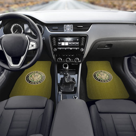 Green Gold US Army Insignia Custom Monogram Floor Mats Front Car Floor Mat (2pcs)