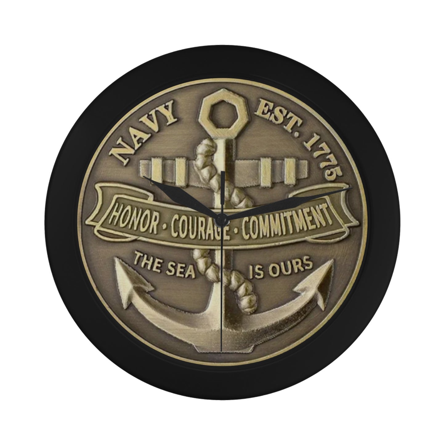 US Navy Gold Yellow Orange Black Outer Wall Clock Circular Plastic Wall clock