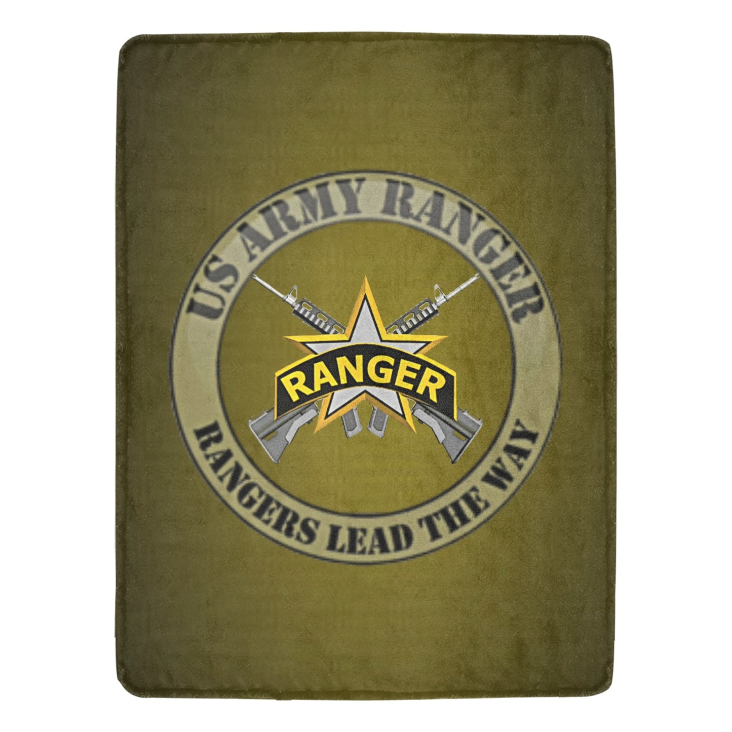 Army Green With US Army Rangers Yellow Black Insignia 70X80 Inch Large Micro Fleece Monogram Blanket Ultra-Soft Micro Fleece Blanket 60"x80" (Thick) Name Rank Can Be Put On This Blanket...
