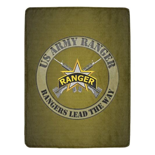 Army Green With US Army Rangers Yellow Black Insignia 70X80 Inch Large Micro Fleece Monogram Blanket Ultra-Soft Micro Fleece Blanket 60"x80" (Thick) Name Rank Can Be Put On This Blanket...