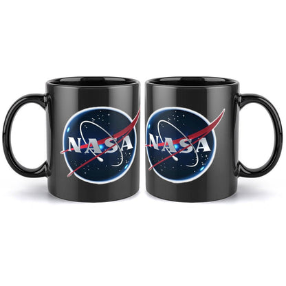 Nasa Logo On Black Ceramic Coffee Mug Which Comes With Your Initials or Rank And Name At No Additional Charge...