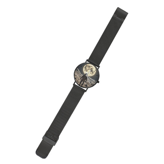 Men's Women's Karman Line View To The Moon From Astronaut Dial Waterproof Monogram Black Stainless Steel Dress Watch...
