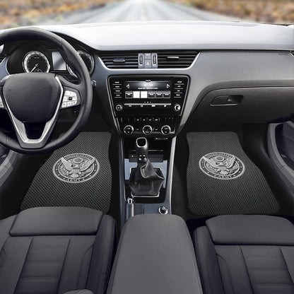 Black W Silver US Army Insignia Custom Monogram Floor Mats Front Car Floor Mat (2pcs)