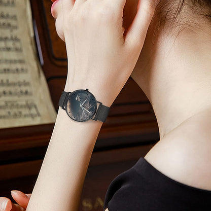 Men's Women's Karman Astronaut On The Moon Dial Waterproof Monogram Black Stainless Steel Dress Watch...