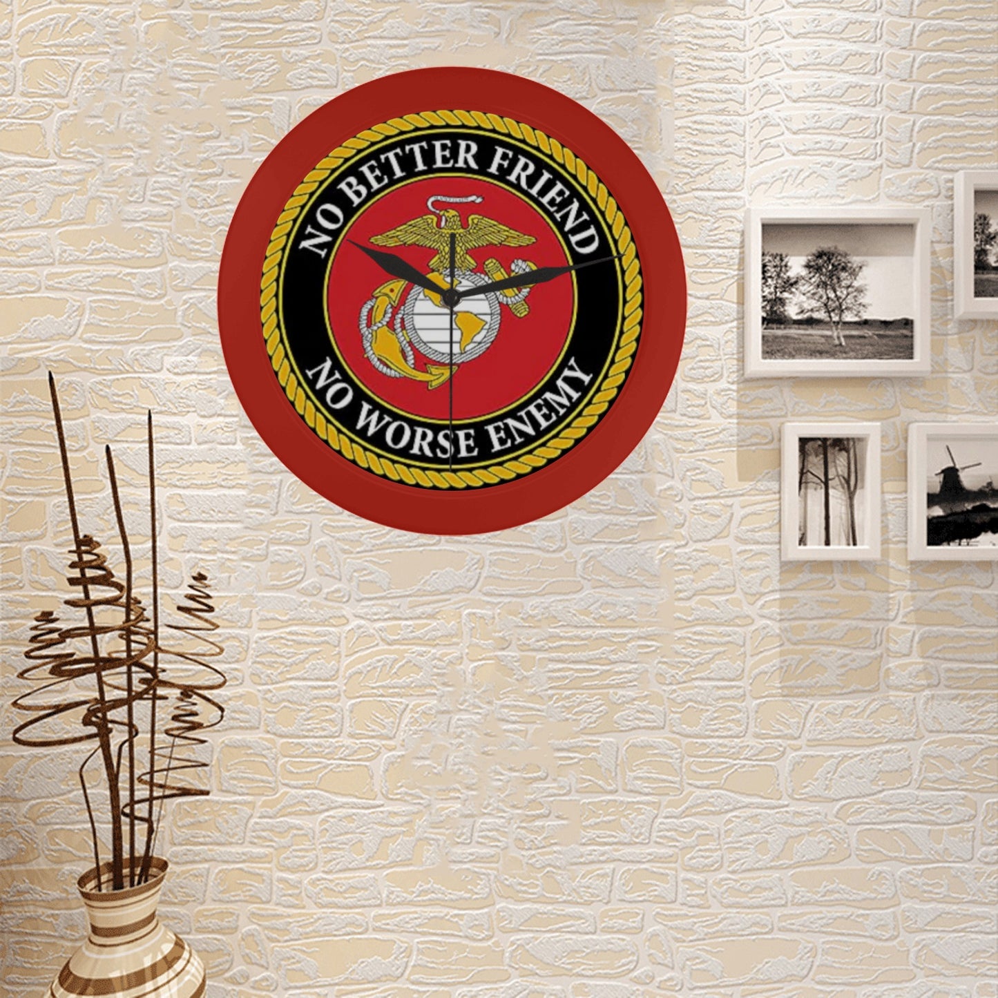 US Navy Gold Red Black Outer Wall Clock Circular Plastic Wall clock