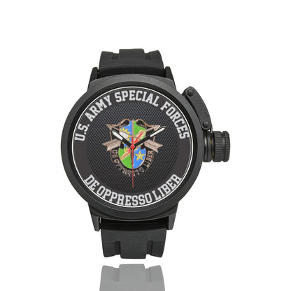 Men's Women's US Special Forces Black Carbon Fiber Background Multi Color Insignia Waterproof Miyota Quartz Movement Monogram Sports Watch