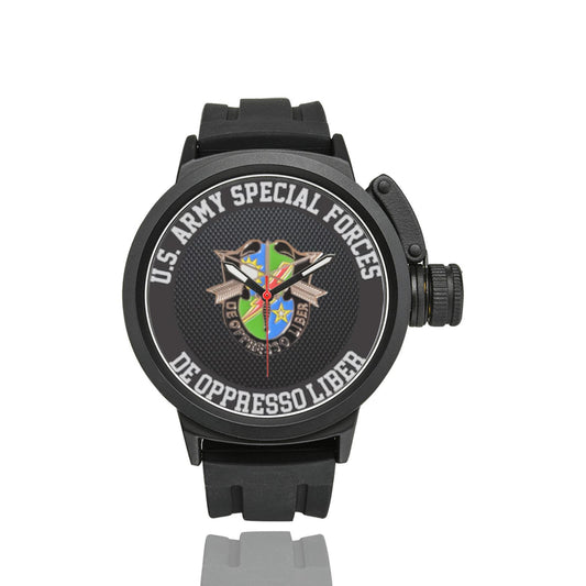 Men's Women's US Special Forces Black Carbon Fiber Background Multi Color Insignia Waterproof Miyota Quartz Movement Monogram Sports Watch