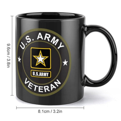 United States Army Veteran Black & Green Emblem Ceramic Coffee Mug (Comes With Your Initials or Rank And Name At No Additional Charge!)