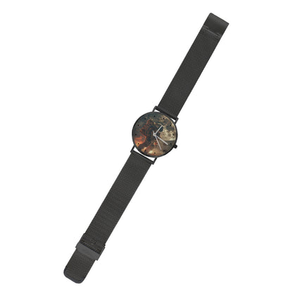 Men's Women's Karman Line Astronaut Walking  View To The Moon Dial Waterproof Monogram Black Stainless Steel Dress Watch...