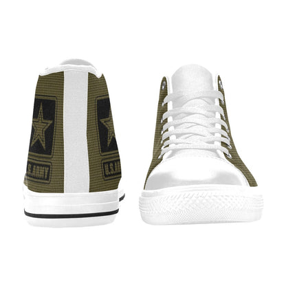 U.S. Army Green Men’s Classic High-Top Canvas Shoes  Lace-Up Round Toe Metal Eyelets Comes With Name And Rank Name On The Outer Quarter...
