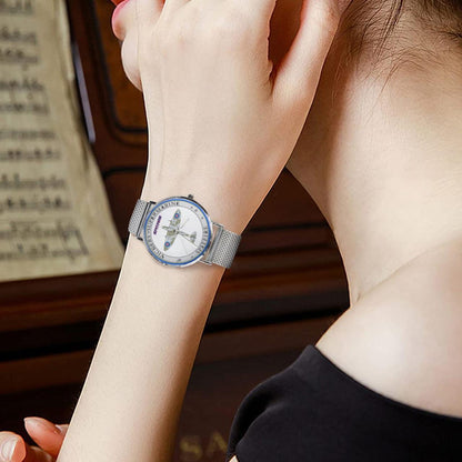Men's Women's Vickers SuperMarine Spitfire White W Blue Dial Waterproof Monogram Silver Stainless Steel Dress Aviator Watch Come With Name Or Name And Rank On Dial...