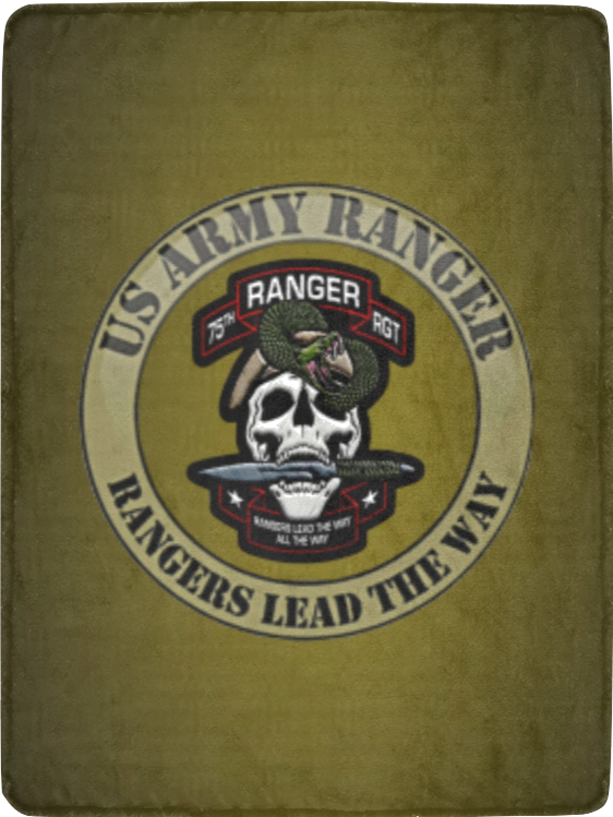 Very Large 70X80 Inch U.S. Army Ranger Insignia 95th Infantry Division Micro Fleece Soft Warm Blanket Name Rank Can Be Put On This Blanket...