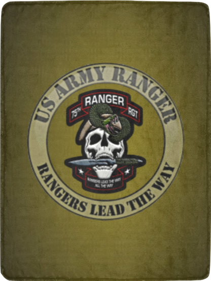 Very Large 70X80 Inch U.S. Army Ranger Insignia 95th Infantry Division Micro Fleece Soft Warm Blanket Name Rank Can Be Put On This Blanket...