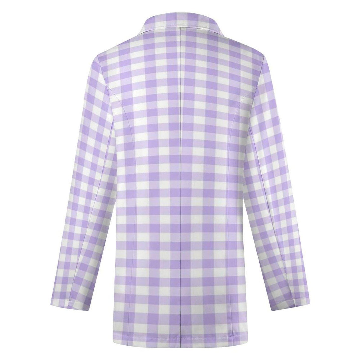 Women's Checkered Light Purple Pink & White Formal Summer Fun Event Blazer Jacket