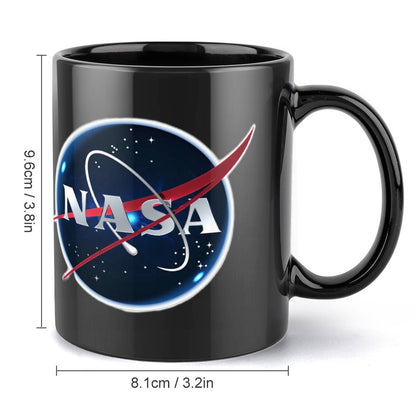 Nasa Logo On Black Ceramic Coffee Mug Which Comes With Your Initials or Rank And Name At No Additional Charge...