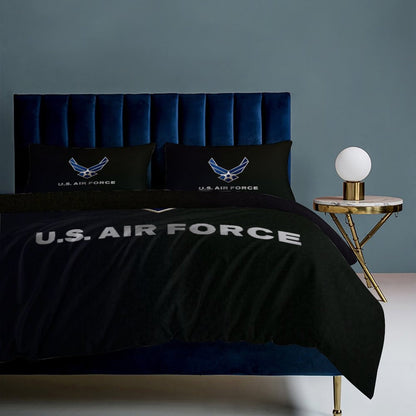 Madison Avenue U.S. Air Force Black 3-Piece Bedding Set 79"×90" (1 Quilt Cover + 2 Pillowcases) Comes With Name Or Rank Name On Quilt...
