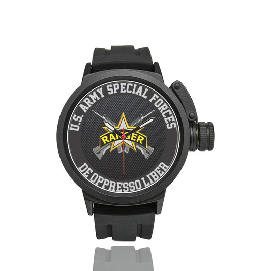 Men's Women's Large Black US Army Ranger Special Forces Insignia Waterproof Miyota Quartz Movement Monogram Sports Watch...