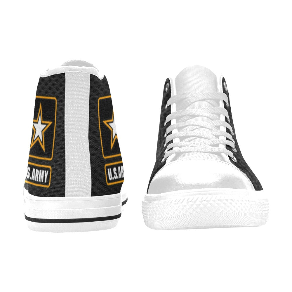 U.S. Army Black Men’s Classic High-Top Canvas Shoes  Lace-Up Round Toe Metal Eyelets Comes With Name And Rank Name On The Outer Quarter...