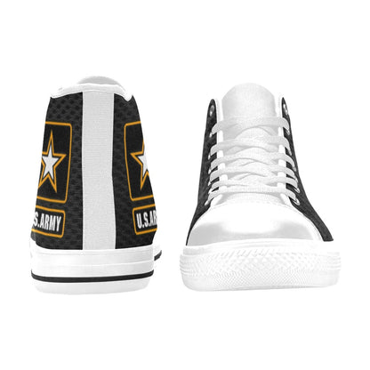 U.S. Army Black Men’s Classic High-Top Canvas Shoes  Lace-Up Round Toe Metal Eyelets Comes With Name And Rank Name On The Outer Quarter...