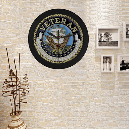 US Navy Veteran Gold White Black Outer Wall Clock Circular Plastic Wall clock
