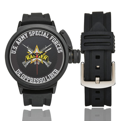 Men's Women's Large Black US Army Ranger Special Forces Insignia Waterproof Miyota Quartz Movement Monogram Sports Watch...
