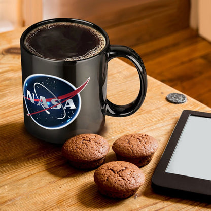 Nasa Logo On Black Ceramic Coffee Mug Which Comes With Your Initials or Rank And Name At No Additional Charge...