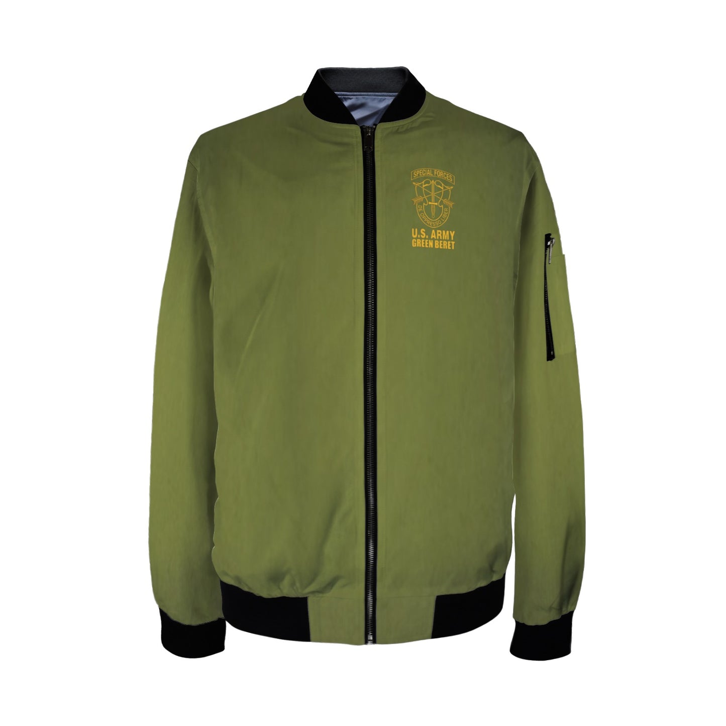 Men's U.S. Green Beret Arm Pocket Bomber Jacket By Madison Ave (Model H65)