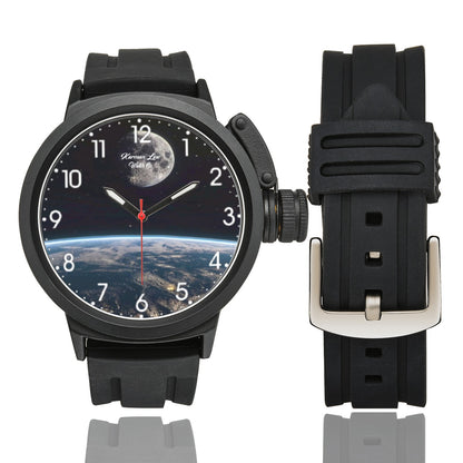 Karman Line From Earth To The Moon Miyota Quartz Movement Waterproof Monogram Watch Men's Sports Watch(Model 309) Come With Name Or Name And Rank On Dial...