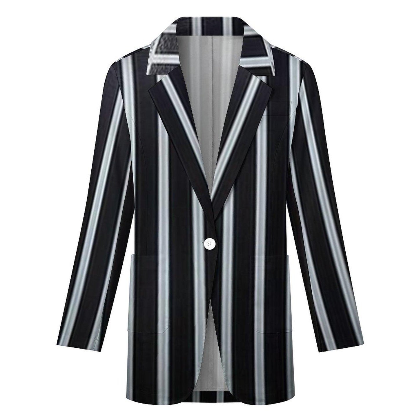 Women's Black & Light Silver Pinstripe Formal Event Dinner Party Evening Blazer Jacket..