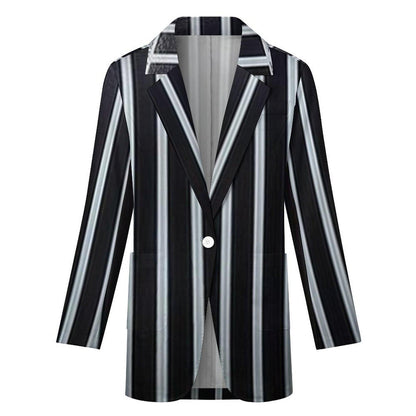 Women's Black & Light Silver Pinstripe Formal Event Dinner Party Evening Blazer Jacket..