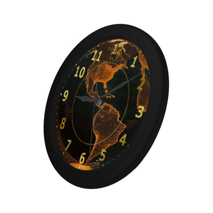 Men's Skeleton Globe Of Earth In Orange Outer Wall Clock Circular Plastic Wall clock