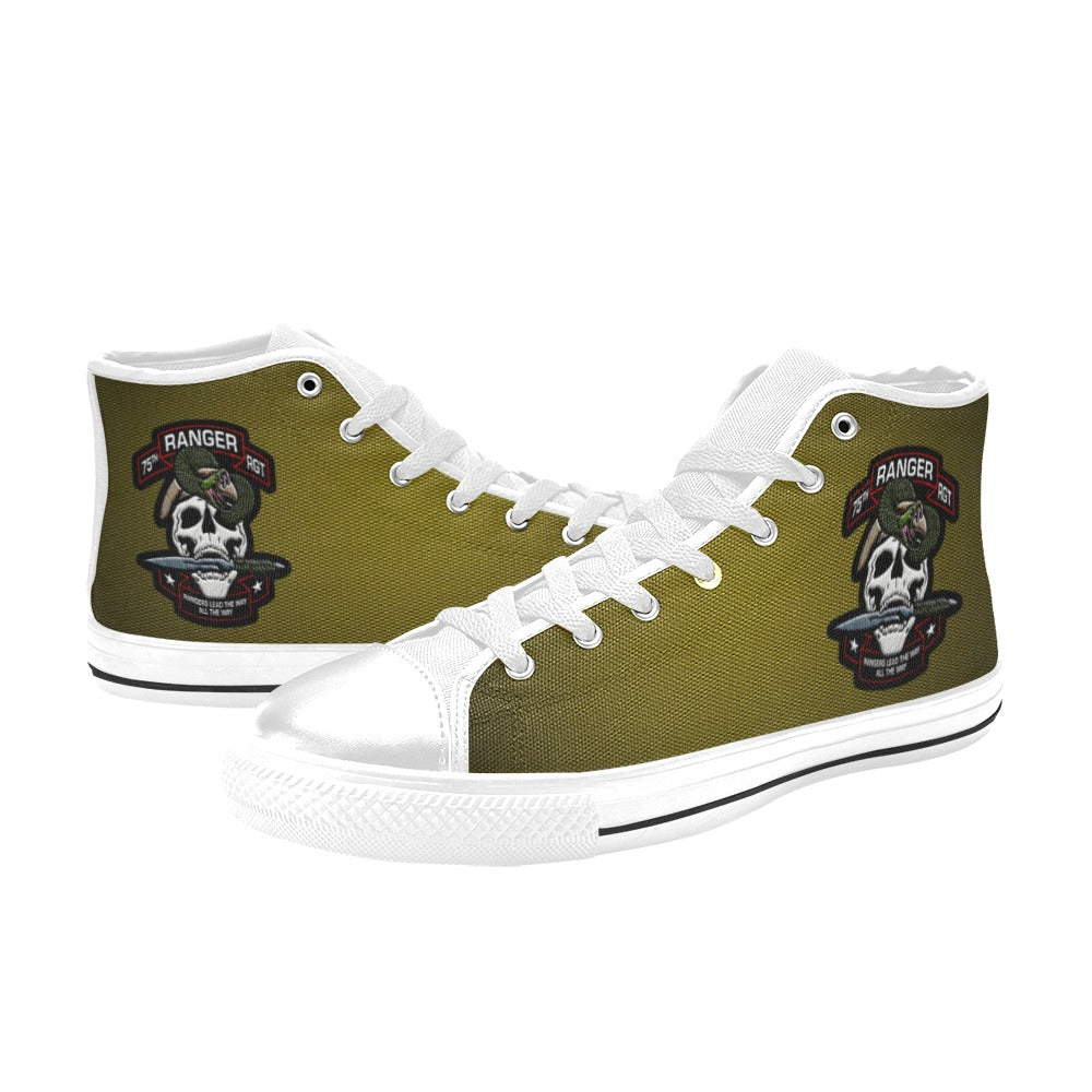 U.S. Army Ranger Green Men’s Classic High-Top Canvas Shoes  Lace-Up Round Toe Metal Eyelets Comes With Name And Rank Name On The Outer Quarter...