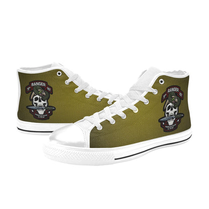 U.S. Army Ranger Green Men’s Classic High-Top Canvas Shoes  Lace-Up Round Toe Metal Eyelets Comes With Name And Rank Name On The Outer Quarter...
