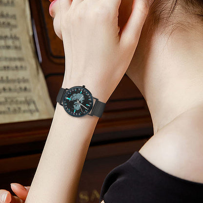 3D Aviator's Dial In Black Bright Tiel Blue Black All Stainless Steel Monogram Dress Watch Men's Steel Bracelet Watch Without Numbers Come With Name Or Name And Rank On Dial...