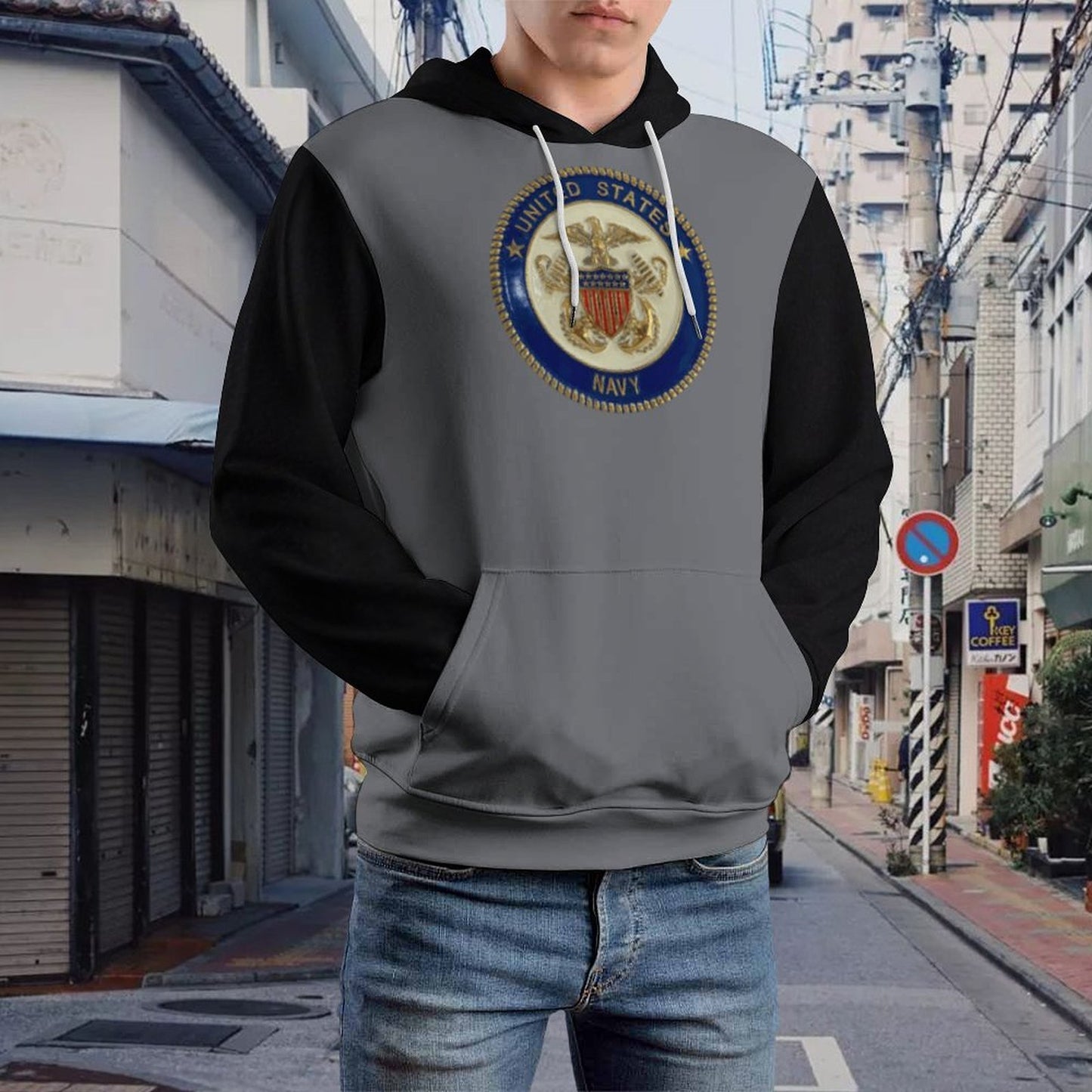 Men's Women's Madison Ave U.S. Navy Emblem Soft Double Layer Loose Fitting Hoodie