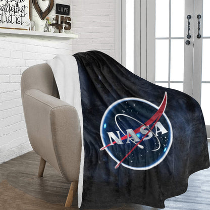 Large Black Microfiber Micro Fleece Flannel 70X80 Inch Soft Warm Monogram U.S. NASA Insignia Black Blanket...