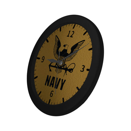 US Navy W Bronze Background Outer Wall Clock Circular Plastic Wall clock