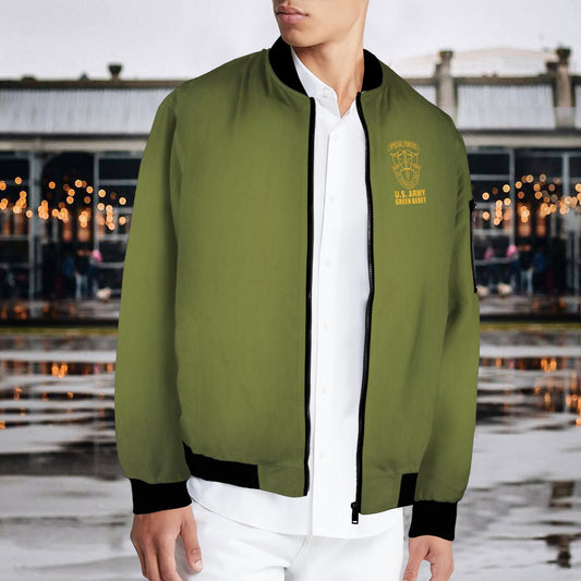 Men's U.S. Green Beret Arm Pocket Bomber Jacket By Madison Ave (Model H65)
