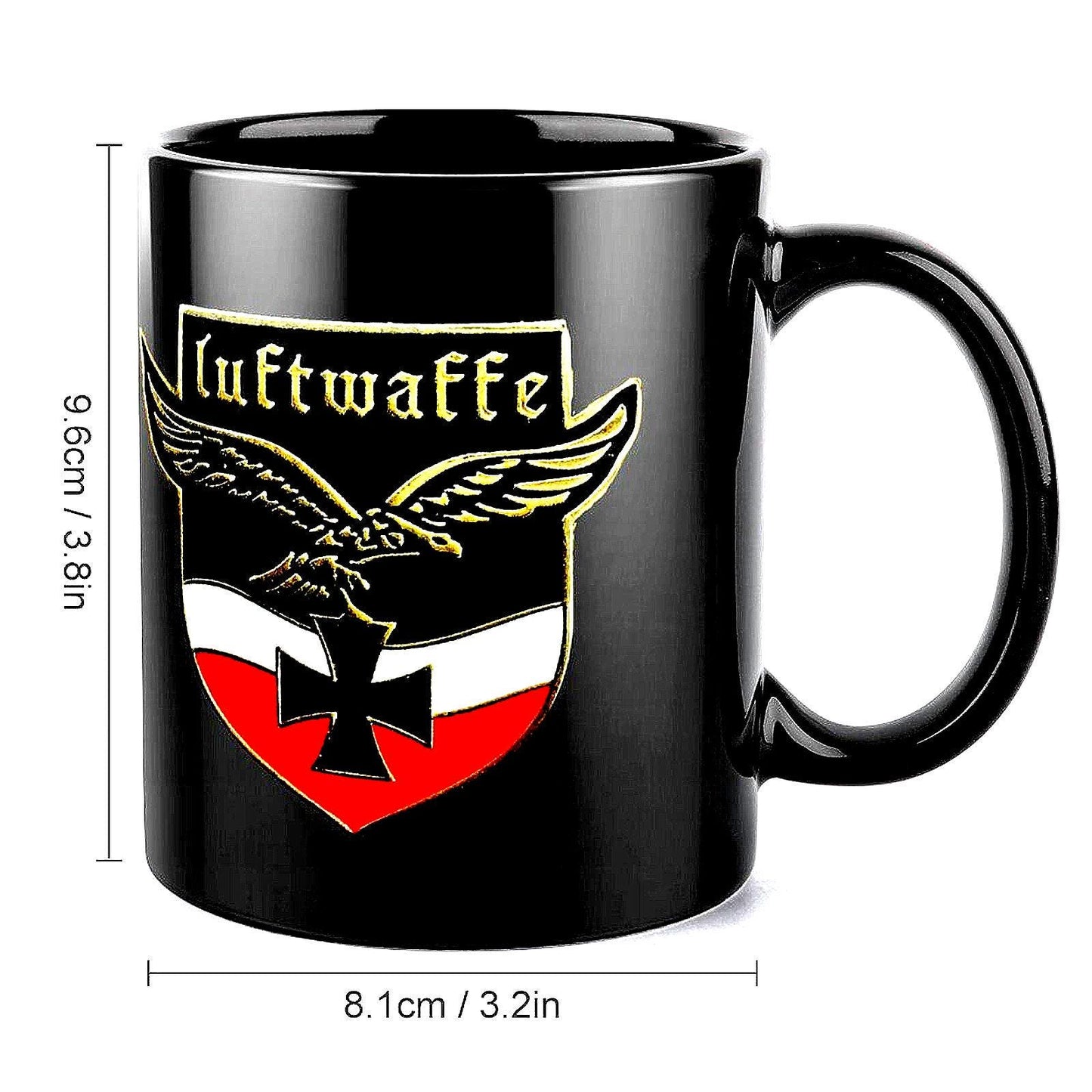 Luftwaffe Black & Red Emblem Ceramic Coffee Mug (Comes With Your Initials or Rank And Name At No Additional Charge!)
