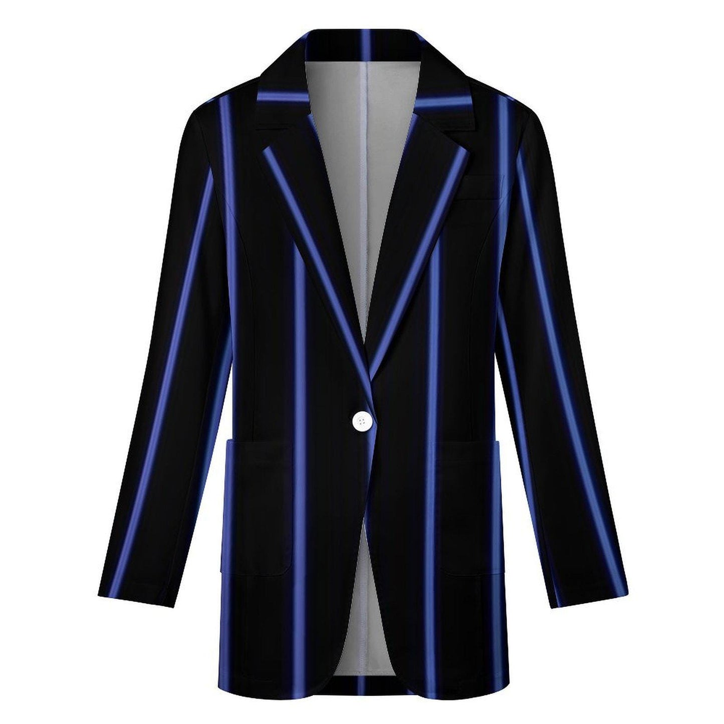 Women's Black & Light Blue Pinstripe Formal Summer Event Blazer Jacket....