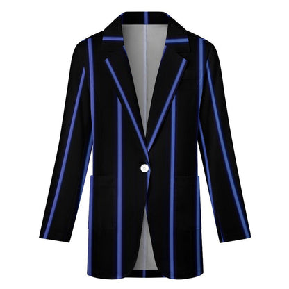 Women's Black & Light Blue Pinstripe Formal Summer Event Blazer Jacket....