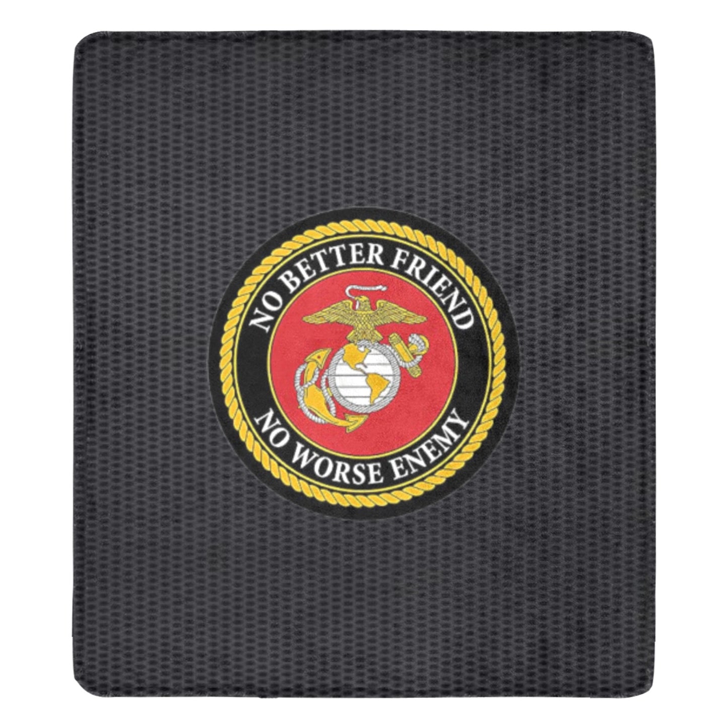 Large Black Microfiber Micro Fleece Flannel 70X80 Inch Soft Warm Monogram U.S. Marine Corps Insignia Black Blanket...