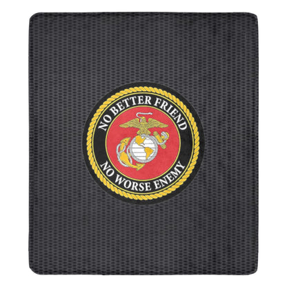 Large Black Microfiber Micro Fleece Flannel 70X80 Inch Soft Warm Monogram U.S. Marine Corps Insignia Black Blanket...