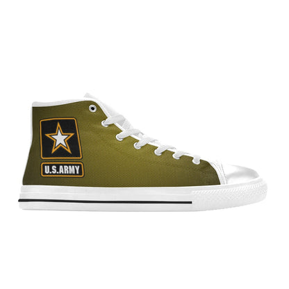 U.S. Army Green Men’s Classic High-Top Canvas Shoes  Lace-Up Round Toe Metal Eyelets Comes With Name And Rank Name On The Outer Quarter...